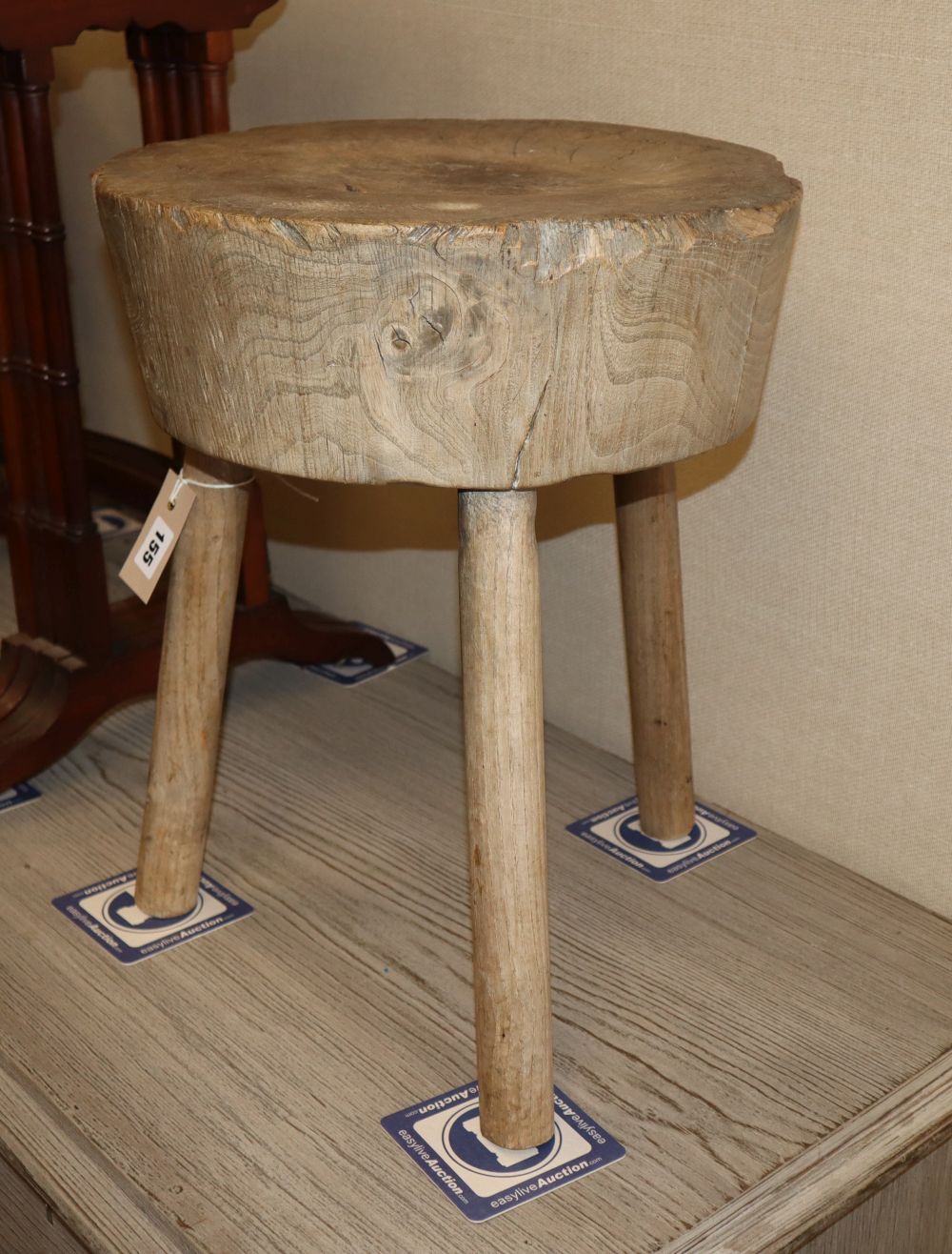 A French primitive stool, c.1840, 35cm diameter, H.46cm